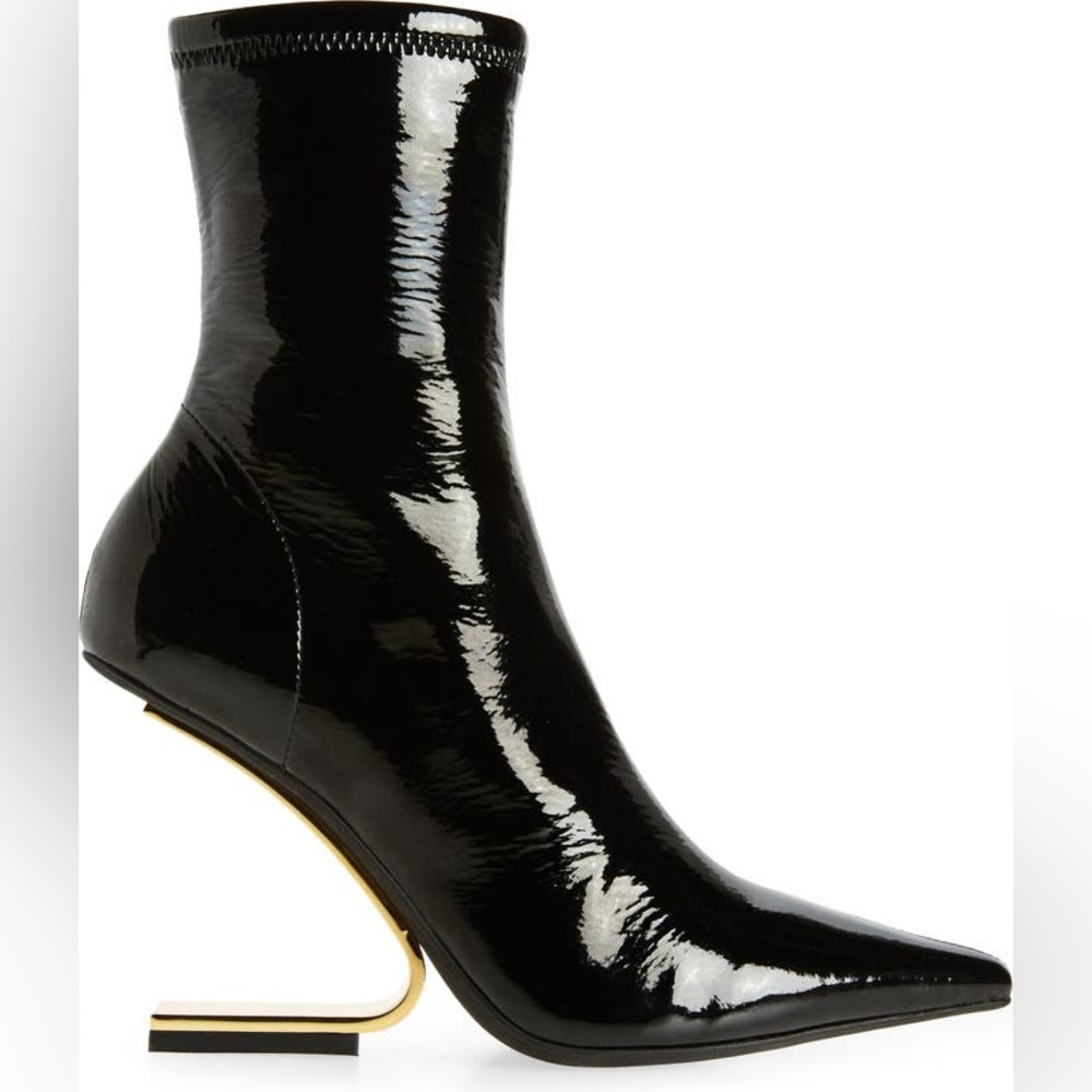 Jeffrey Campbell Black Patent Pointy Toe Booties